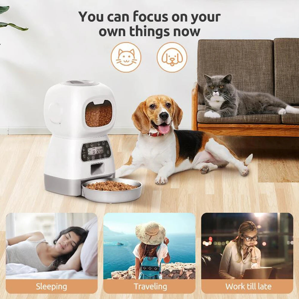 3.5L Auto Pet Feeder & 2L Water Fountain – WiFi App Combo