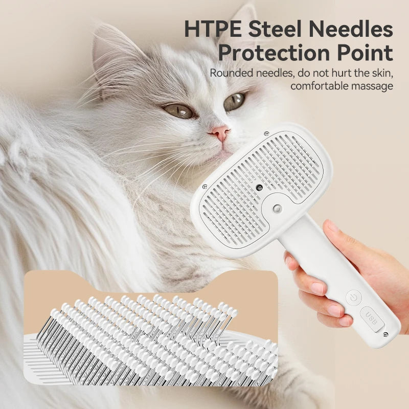 Electric Spray Pet Grooming Brush – Water Mist, Hair Removal