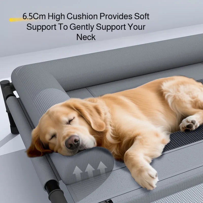 Raised Breathable Mesh Pet Bed with Pillow – Cats & Dogs