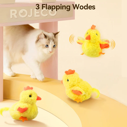ROJECO Auto Flapping Chicken Cat Toy – Catnip, Sound & Remote Control