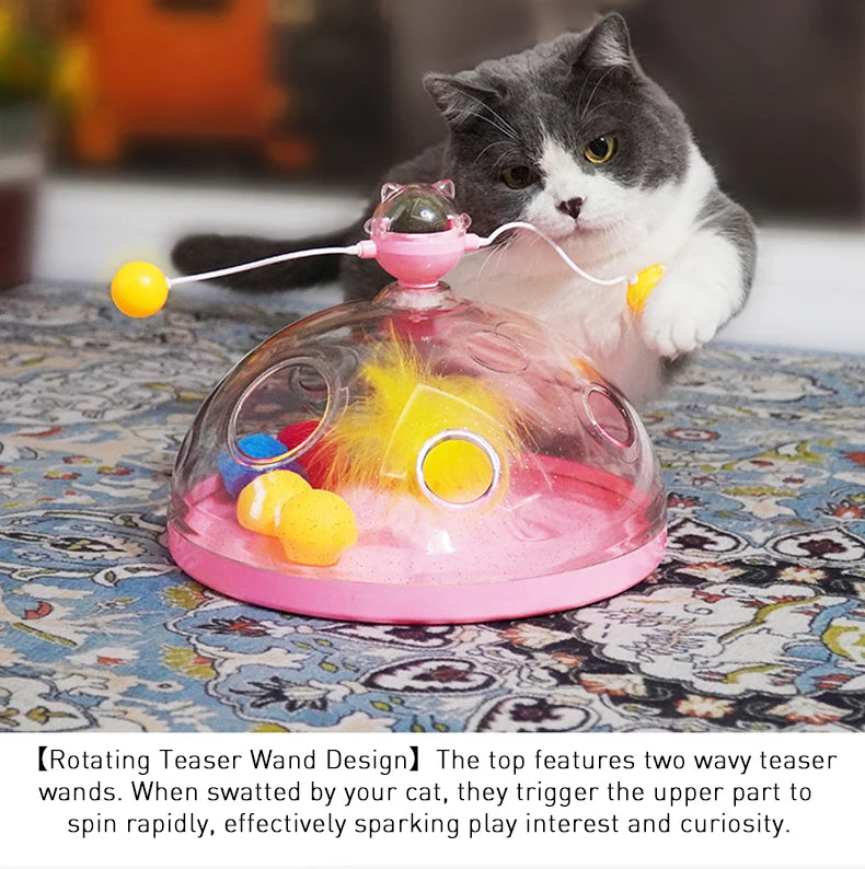 Cat Toy Box Set – Catnip Ball, Rotating Teaser Wand & Indoor Toys