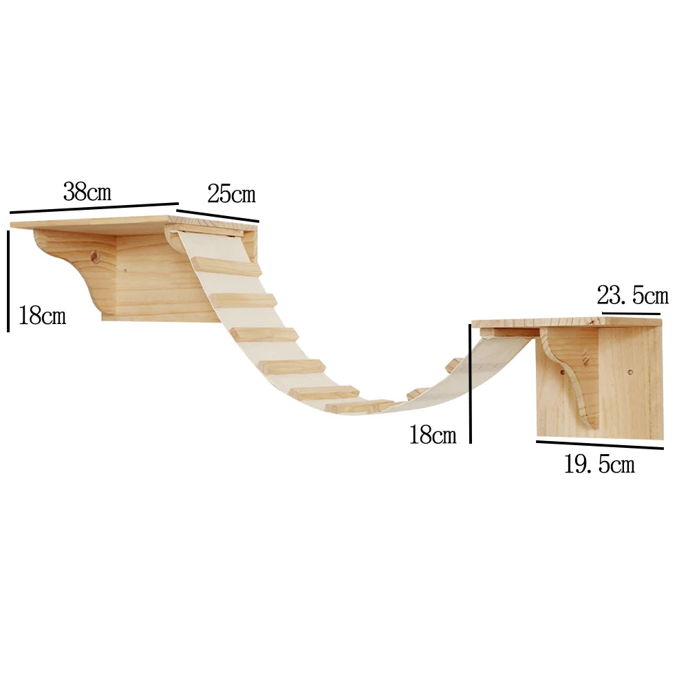 Wall-Mounted Cat Climbing Shelves with Hammock & Steps