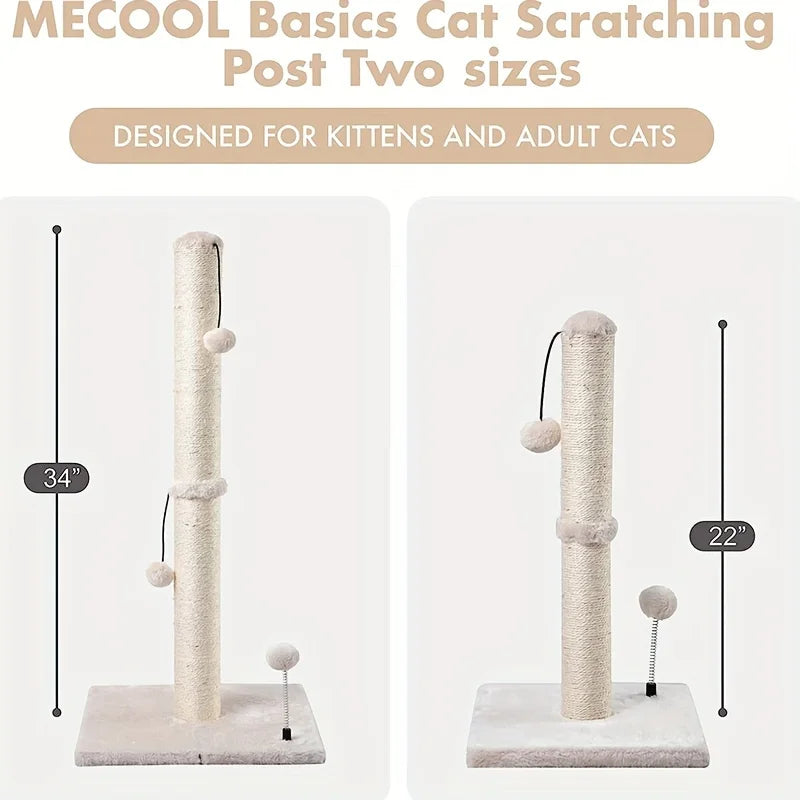 34-Inch Sisal Cat Scratching Post with Hanging Ball