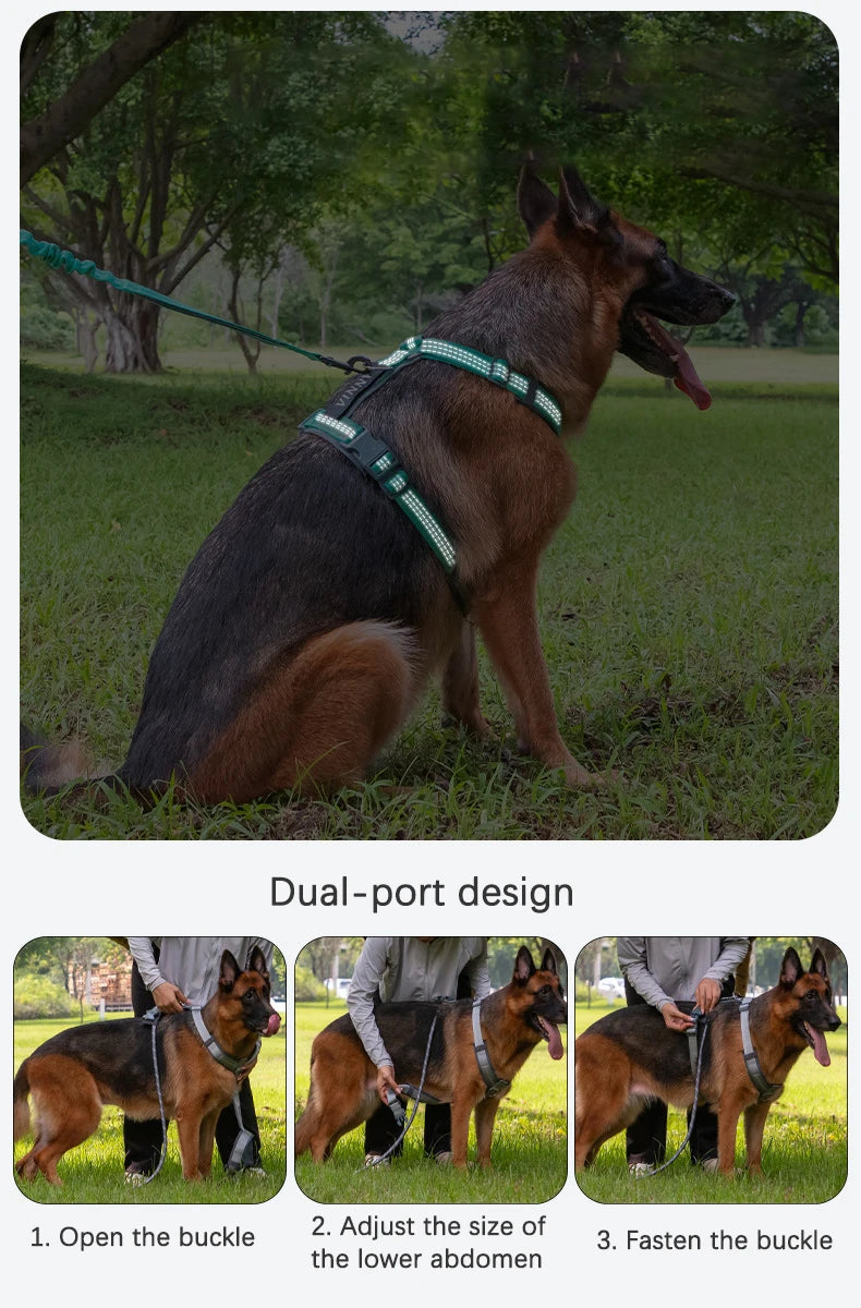 Comfortable Adjustable H-Shaped Large Dog Harness Washable Nylon Nighttime Reflective No Pull Pet Vest Harness Arnés Para Perros