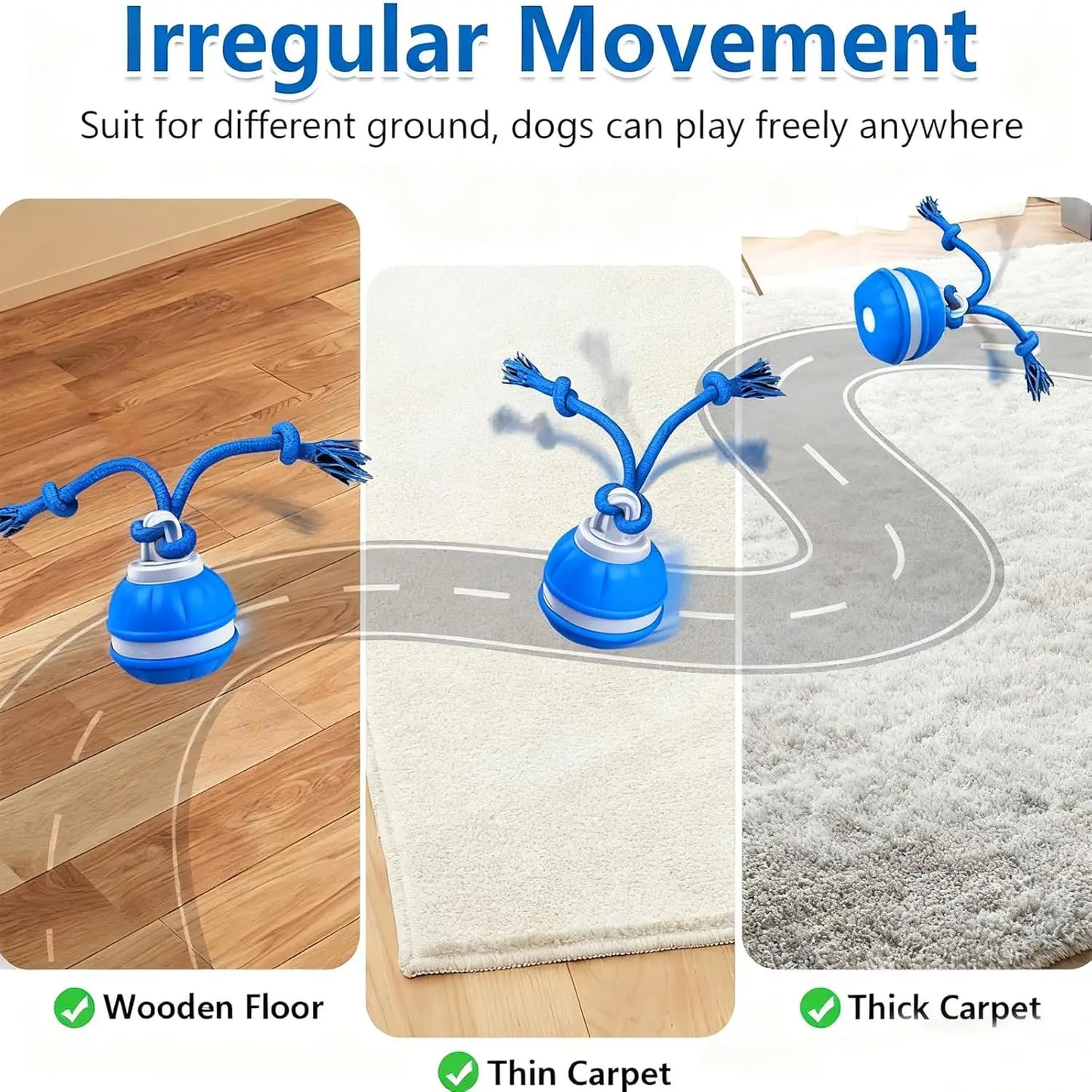 Electronic Rolling Dog Toy Ball with Rope