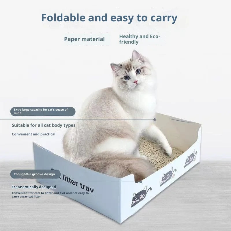 Disposable Cat Litter Box PP Waterproof Box Cat Toilet Special Cat Toilet Oversized Folding Cat Portable Outdoor Temporary Car