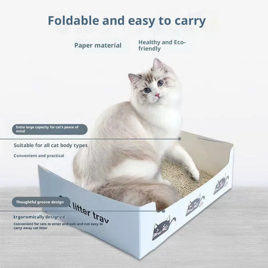 Disposable Cat Litter Box PP Waterproof Box Cat Toilet Special Cat Toilet Oversized Folding Cat Portable Outdoor Temporary Car