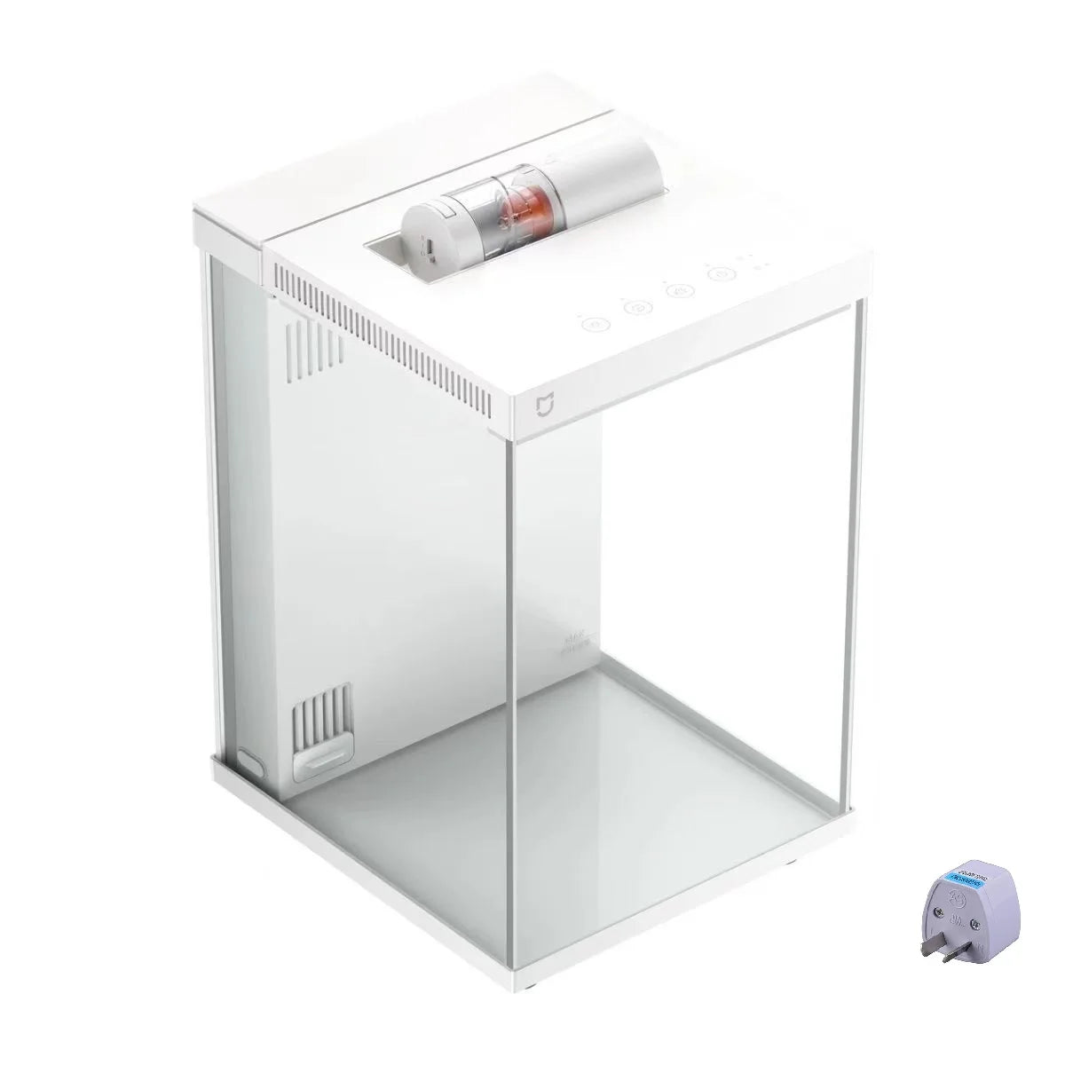 Xiaomi Mijia Smart Desktop Aquarium 10L with app-controlled feeding, pro filtration, compact design, and clear glass viewing panel.