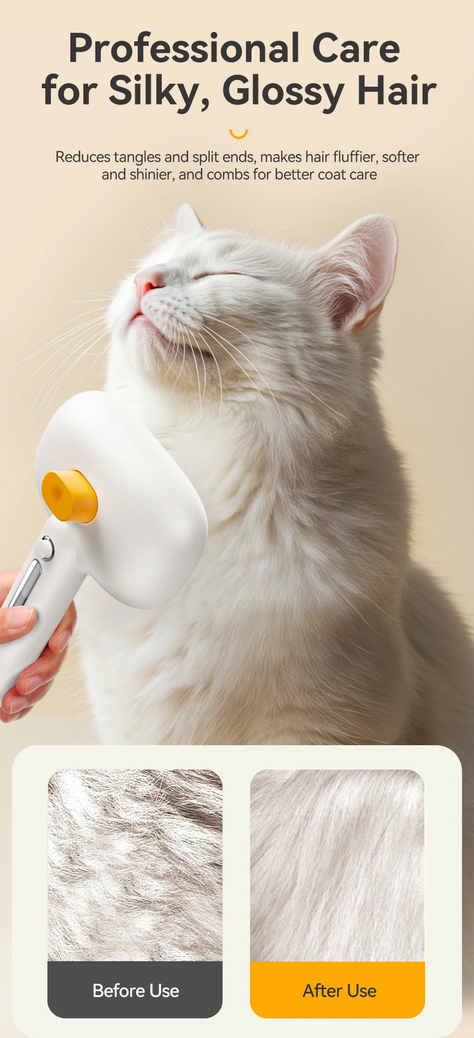 Electric Spray Pet Grooming Brush – Water Mist, Hair Removal