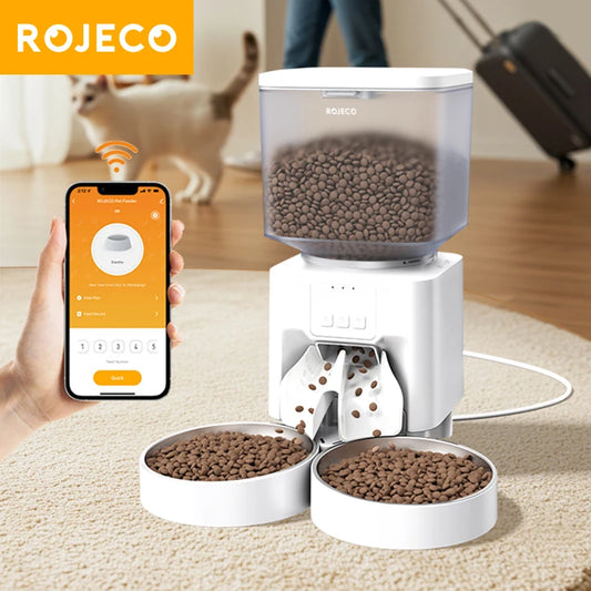 ROJECO 4.5L Auto Dog Feeder – WiFi App, Smart Kibble Dispenser for Cats & Dogs