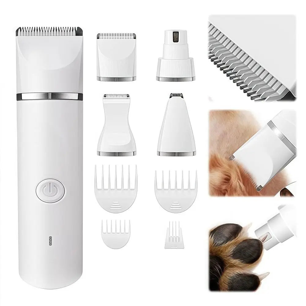 4-in-1 Cordless Dog Grooming Clippers – Low Noise