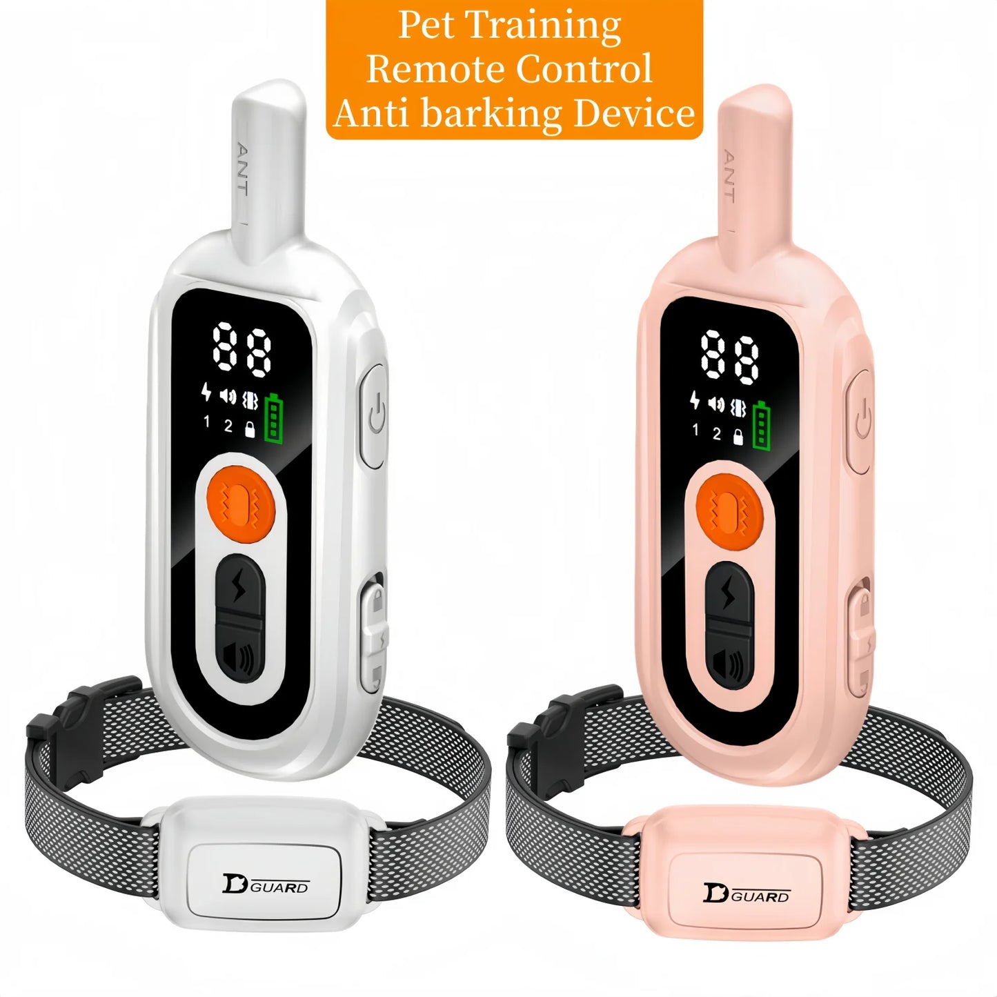 Waggy Tail YHLC rechargeable automatic anti-bark dog training collar with electric bark stopper, shown in black with control module.