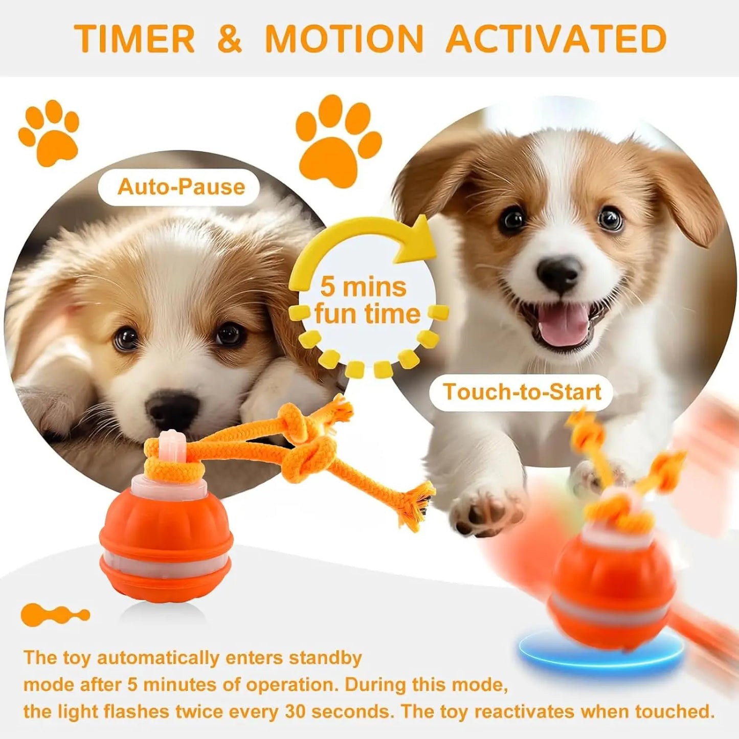 Electronic Rolling Dog Toy Ball with Rope