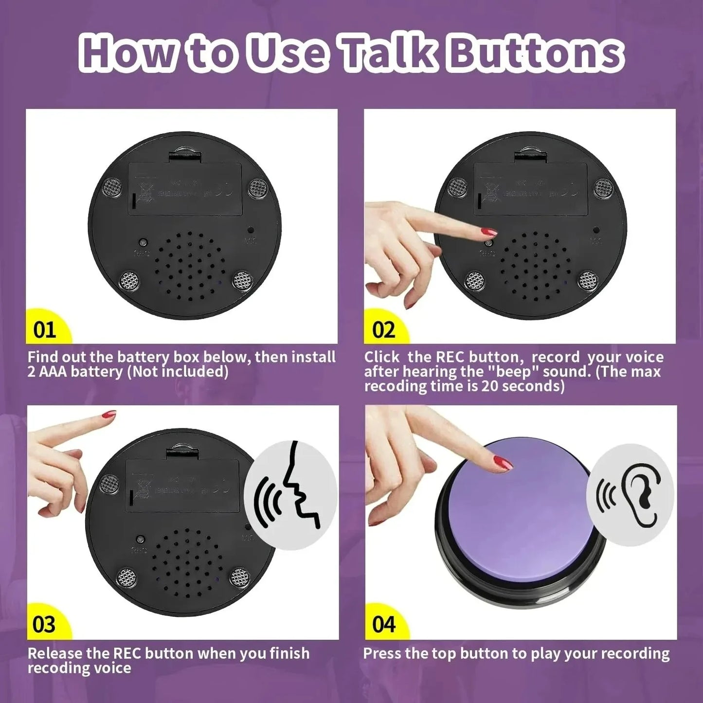 Dog Communication Buttons – Voice Recording Training Buzzer