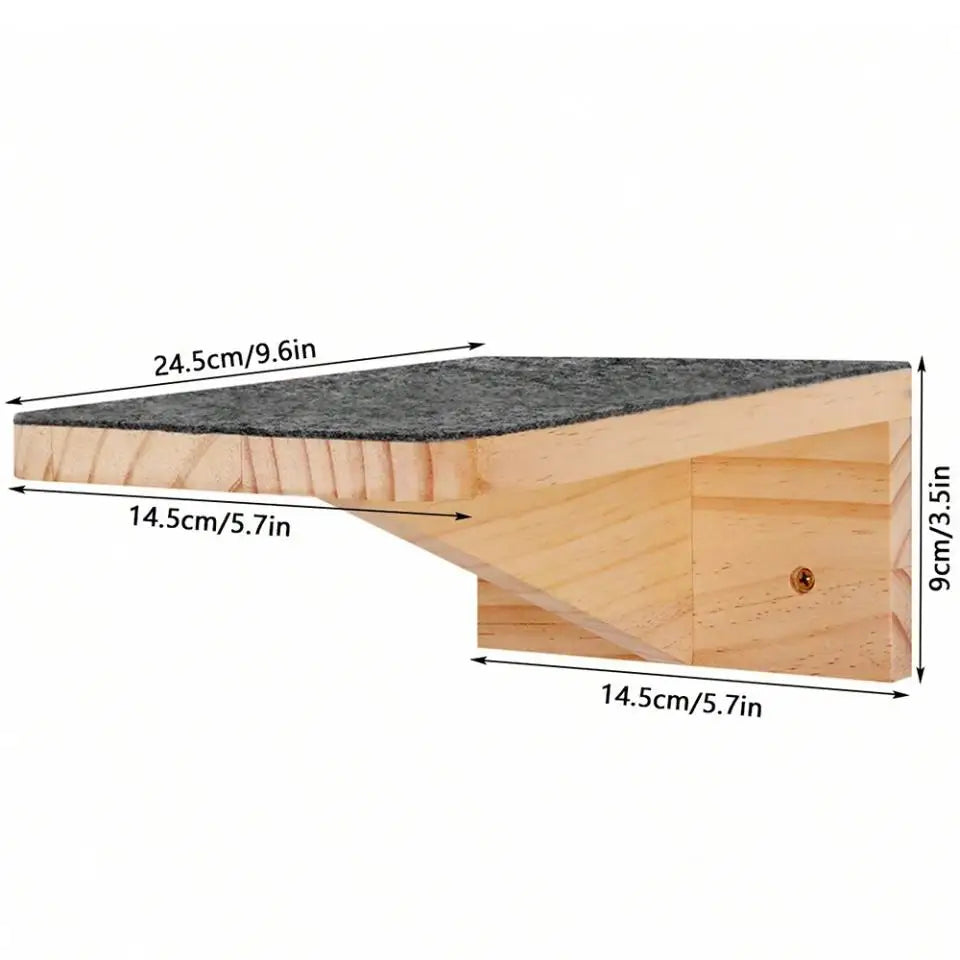 Wall-Mounted Wooden Cat Shelves with Sisal Post & Hammock