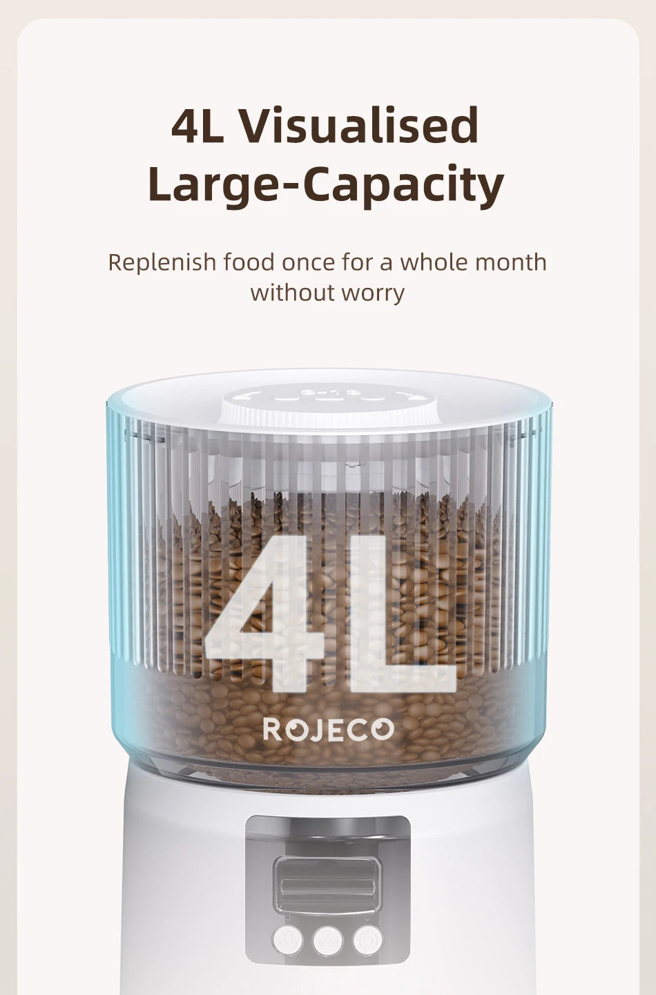 ROJECO 4L Auto Pet Feeder with Camera – WiFi, Video & Voice Recorder