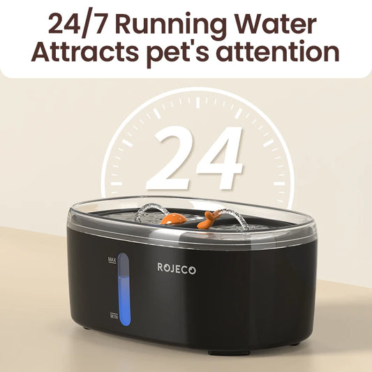 ROJECO 2.5L Cat Water Fountain – Smart Dual Bowl Drinker for Multiple Cats & Kittens