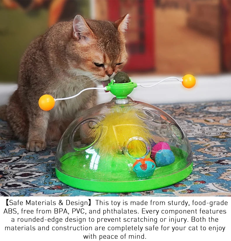 Cat Toy Box Set – Catnip Ball, Rotating Teaser Wand & Indoor Toys