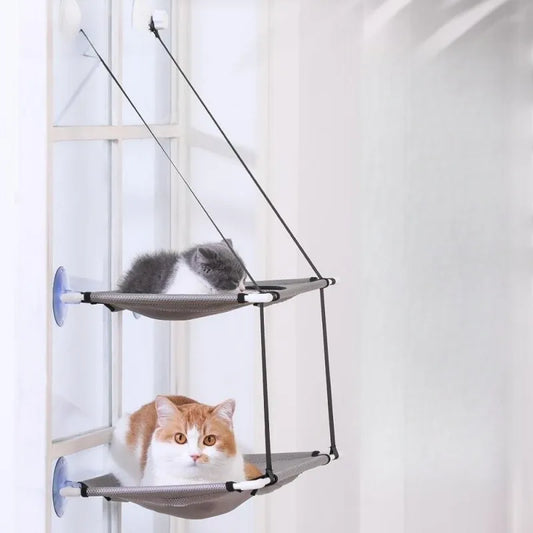 Double-Decker Cat Window Hammock – Suction Cup Wall Mount