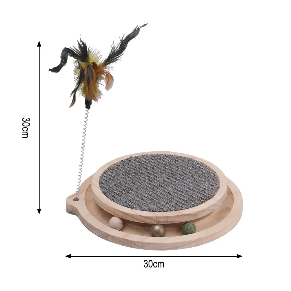 Cat Scratcher Cat Natural Sisal Scratching Pad Kitten Interactive Toy with Ball Track Ball for Chasing Hunting Mental Physical