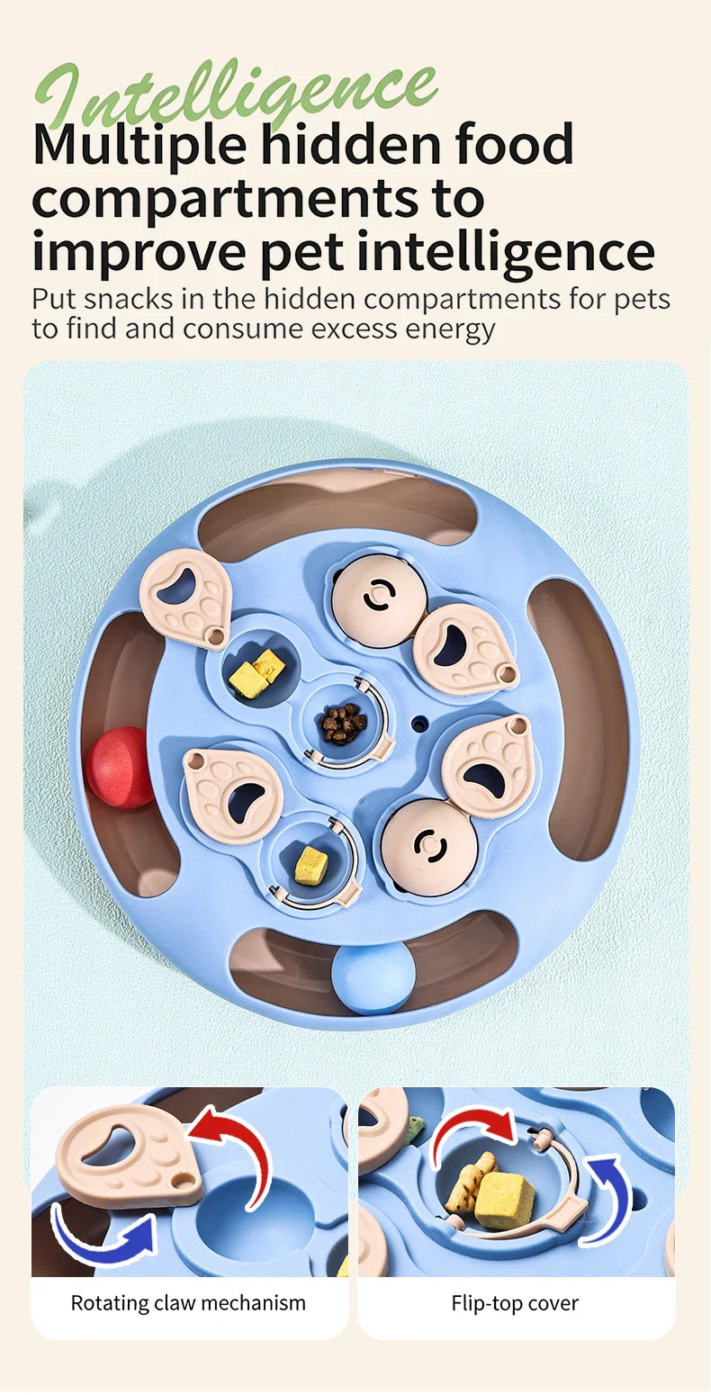 Smart Cat Puzzle Slow Feeder – Interactive Turntable Toy