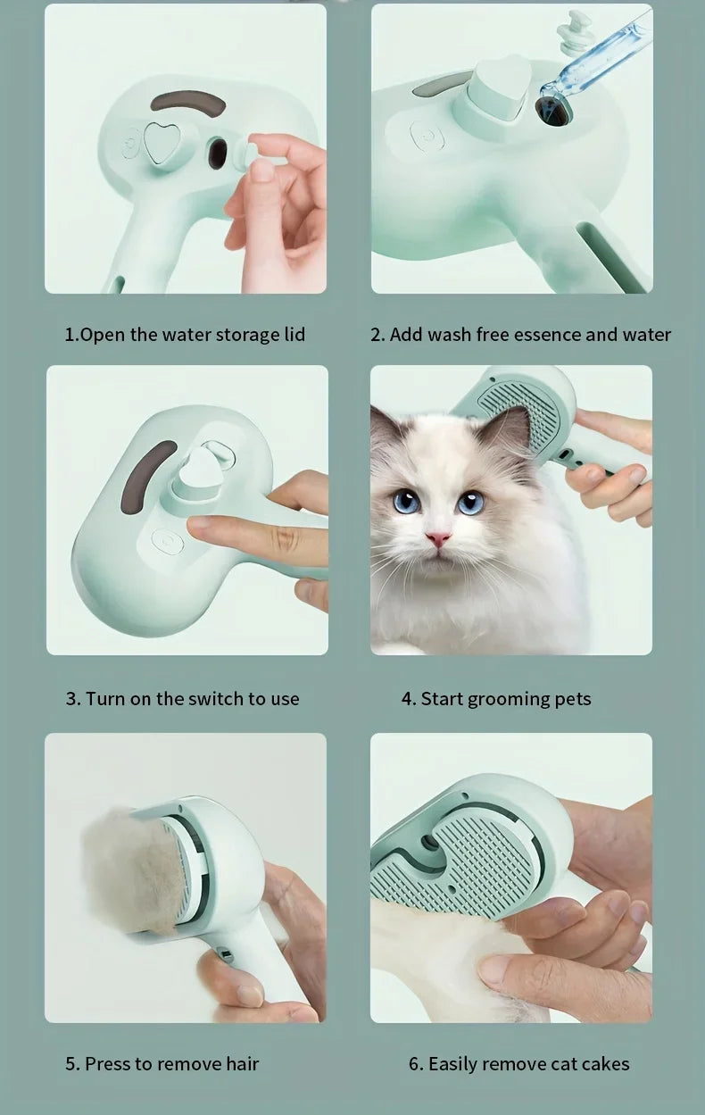 Pet Spray Hair Comb Professional Electric Hair Straightener Comb Brush For Cat Pet Massage Comb Steam Brush For Hair Care