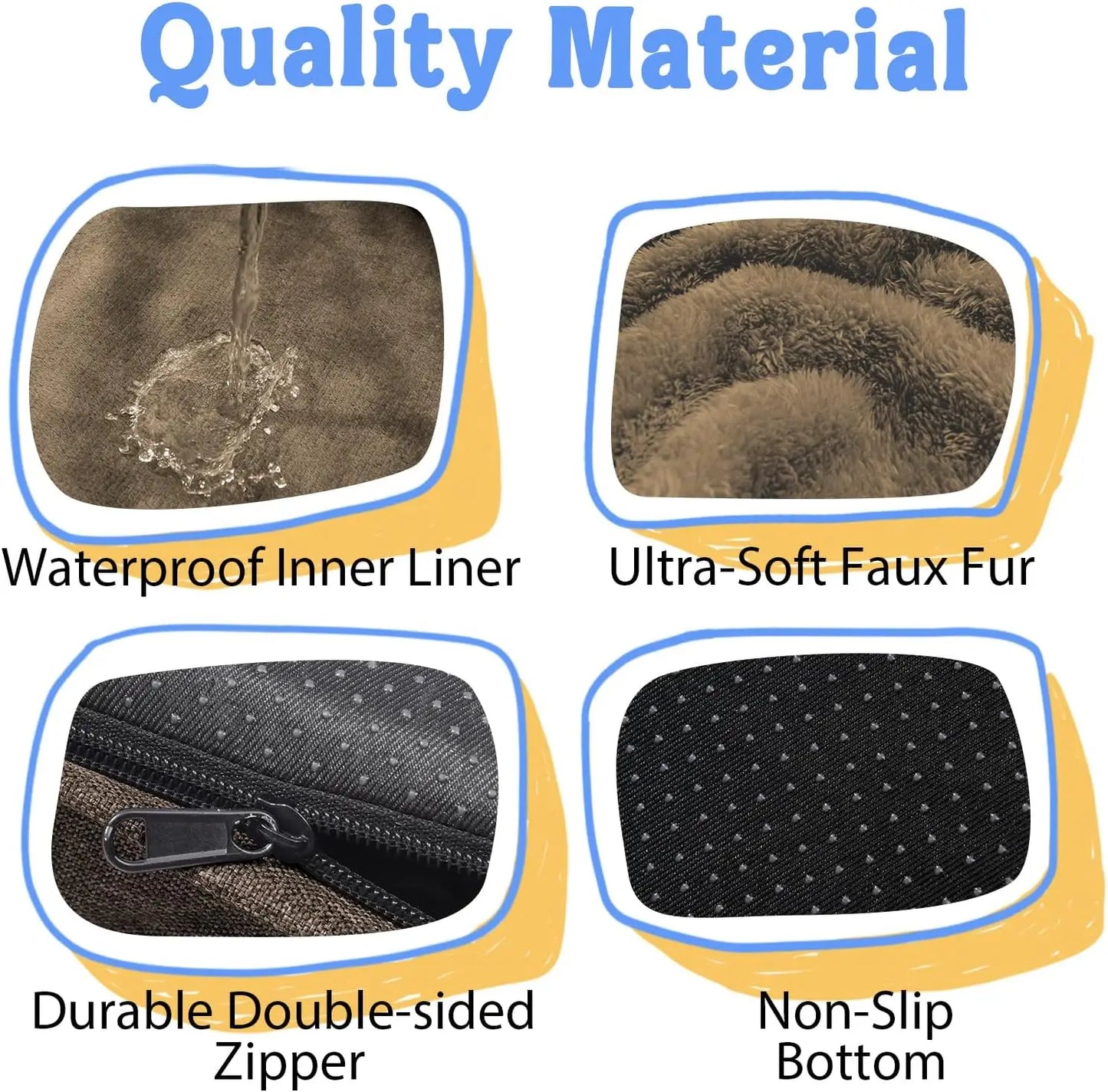 Orthopedic Large Dog Bed with Removable Waterproof Cover, Supportive Foam for Big Dogs, Bolster