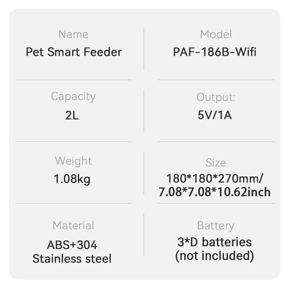 ROJECO 2L Auto Cat Feeder – WiFi App, Voice Recorder, Timed Kibble Dispenser