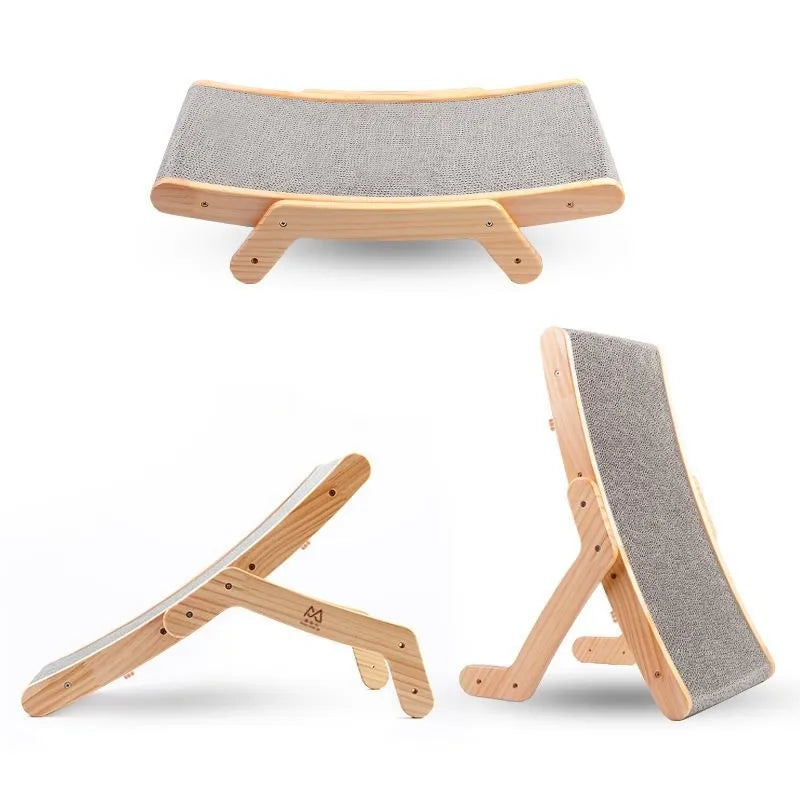 Wooden Cat Scratcher Scraper Detachable Lounge Bed 3 In 1 Scratching Post For Cats Training Grinding Claw Toys Cat Scratch Board