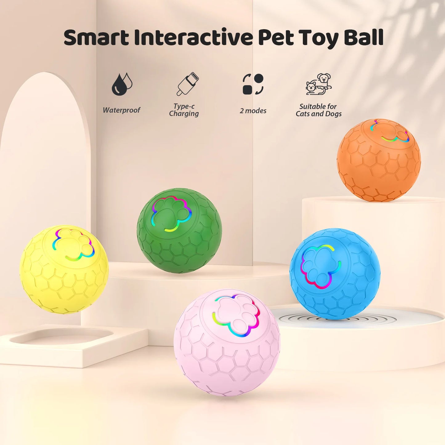 Interactive RGB Dog & Cat Toy Ball – USB Auto-Bouncing