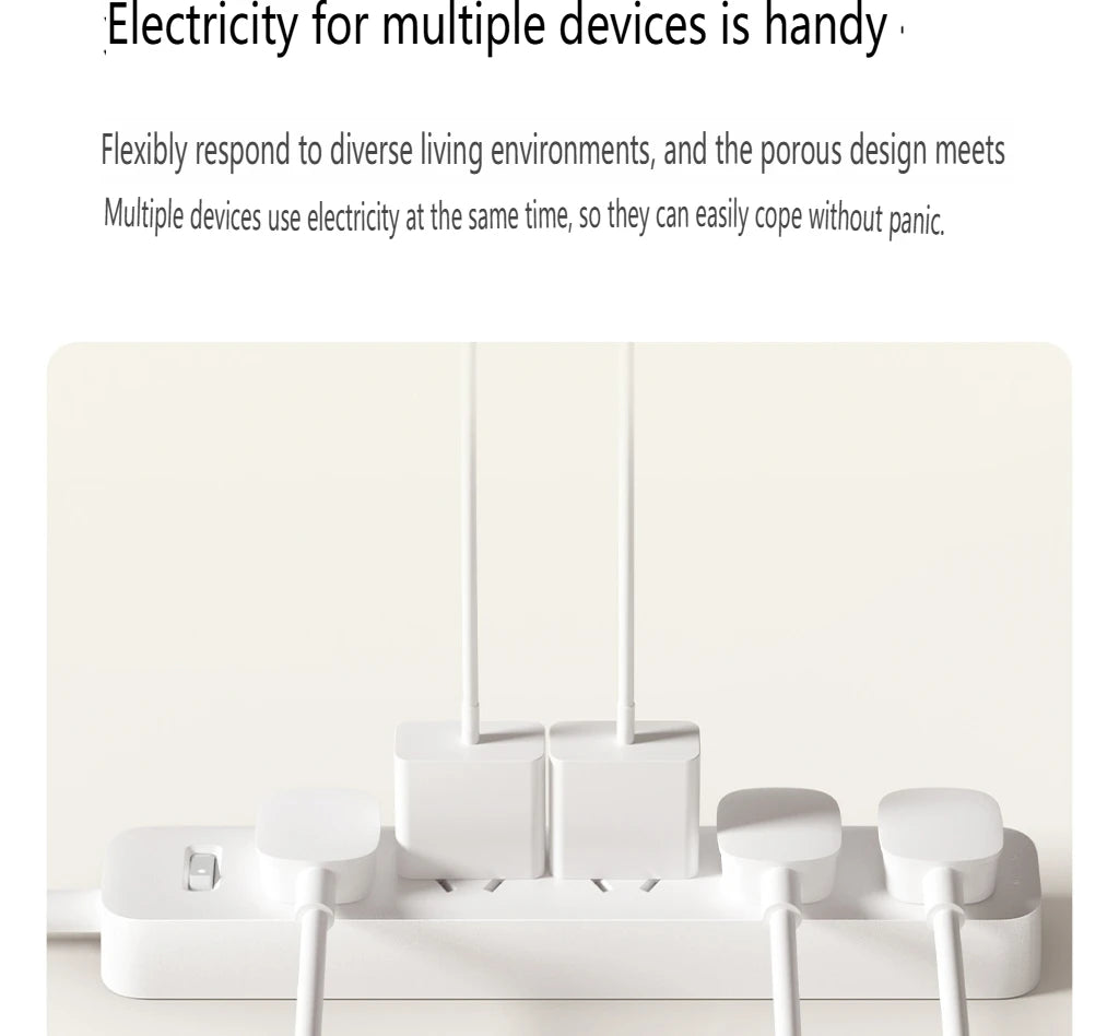 2025 Xiaomi Power Strip 5 Sockets 1.8m 5 Ports Master control Big Plug Extension Patch Board 10A 2500W For Smart Home