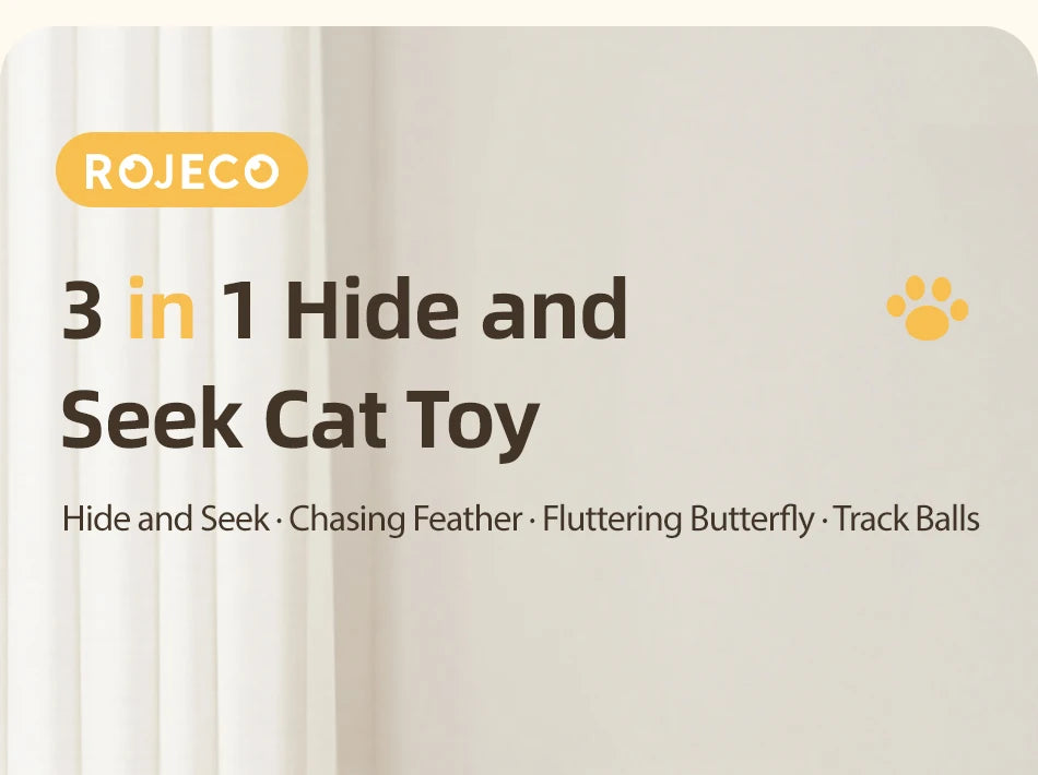 3-in-1 Hide & Seek Cat Toy – Feather, Butterfly & Track Balls