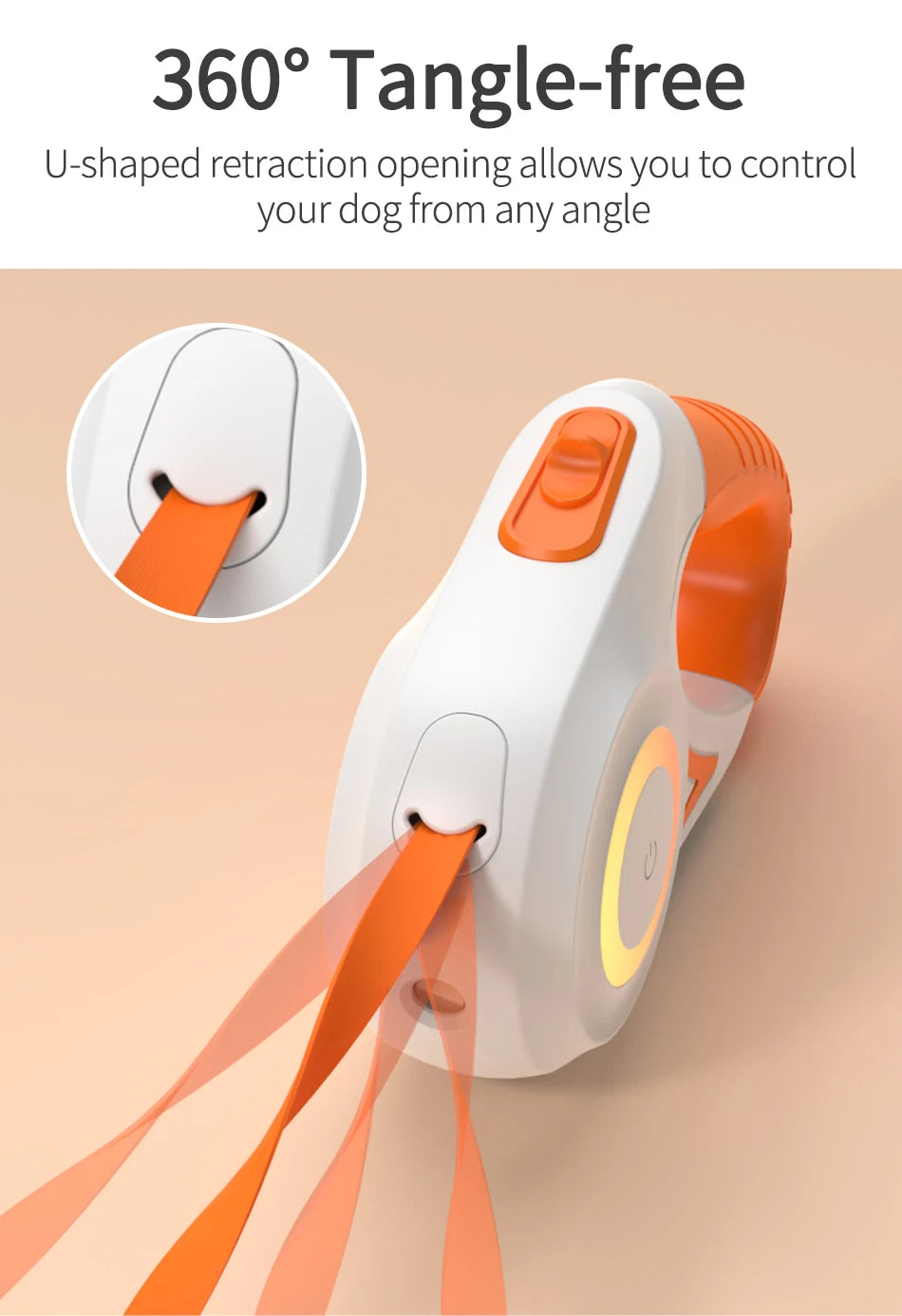 ROJECO 5M Automatic Dog Leash Retractable LED Luminous Leading Fashion Light Straps For Dog Puppy Pet Flexi Walking Running Lead