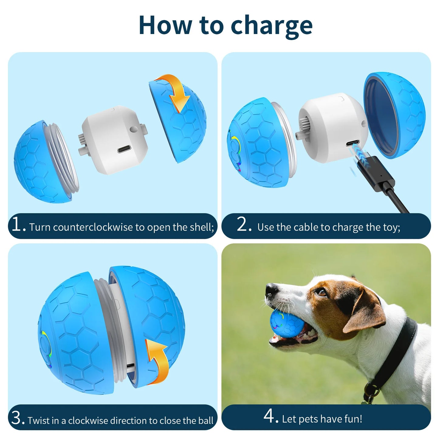 Interactive RGB Dog & Cat Toy Ball – USB Auto-Bouncing