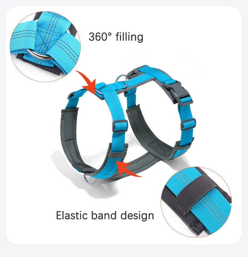 Comfortable Adjustable H-Shaped Large Dog Harness Washable Nylon Nighttime Reflective No Pull Pet Vest Harness Arnés Para Perros