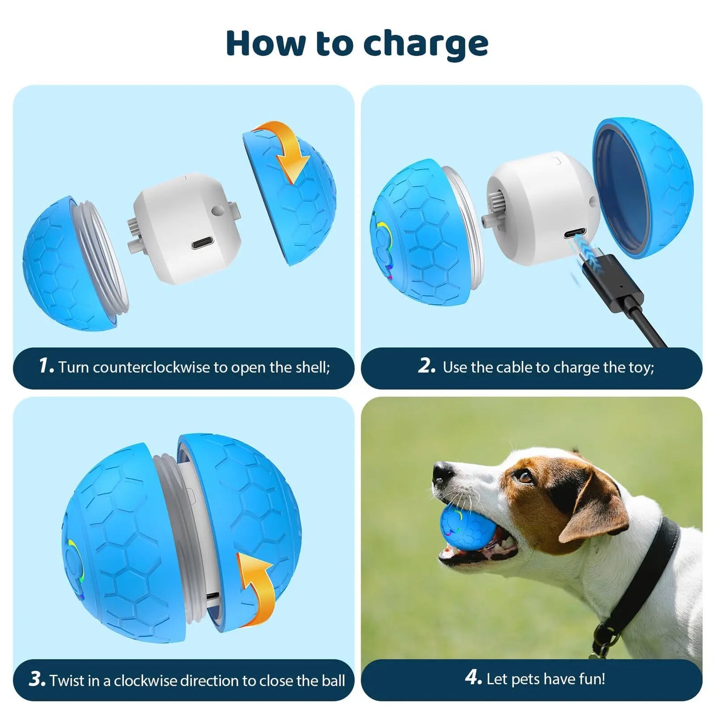 Interactive RGB Dog & Cat Toy Ball – USB Auto-Bouncing