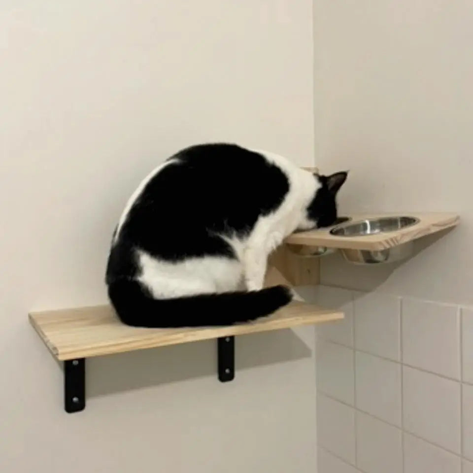 Wooden Cat Tree Tower Cat Climbing Scratching Post Stairs Hammock Hiding House Indoor Playground Cat Walkway Wall Pet Furniture