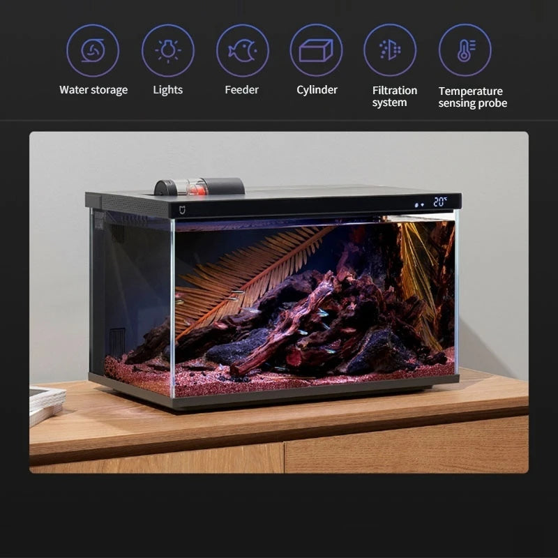 Mijia Smart Fish Tank MYG100 Work with Mijia APP Mobile Controlled Remote Feeding Smart Lighting System Light Aquarium