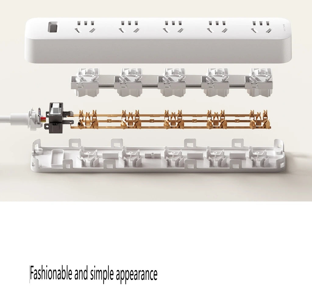 2025 Xiaomi Power Strip 5 Sockets 1.8m 5 Ports Master control Big Plug Extension Patch Board 10A 2500W For Smart Home