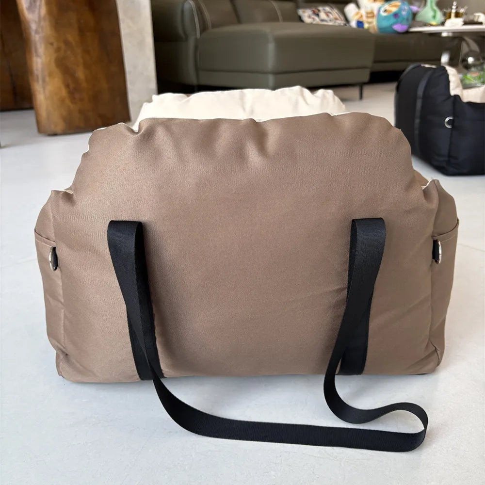 Portable Dog Car Seat Booster Bed with Storage Pockets
