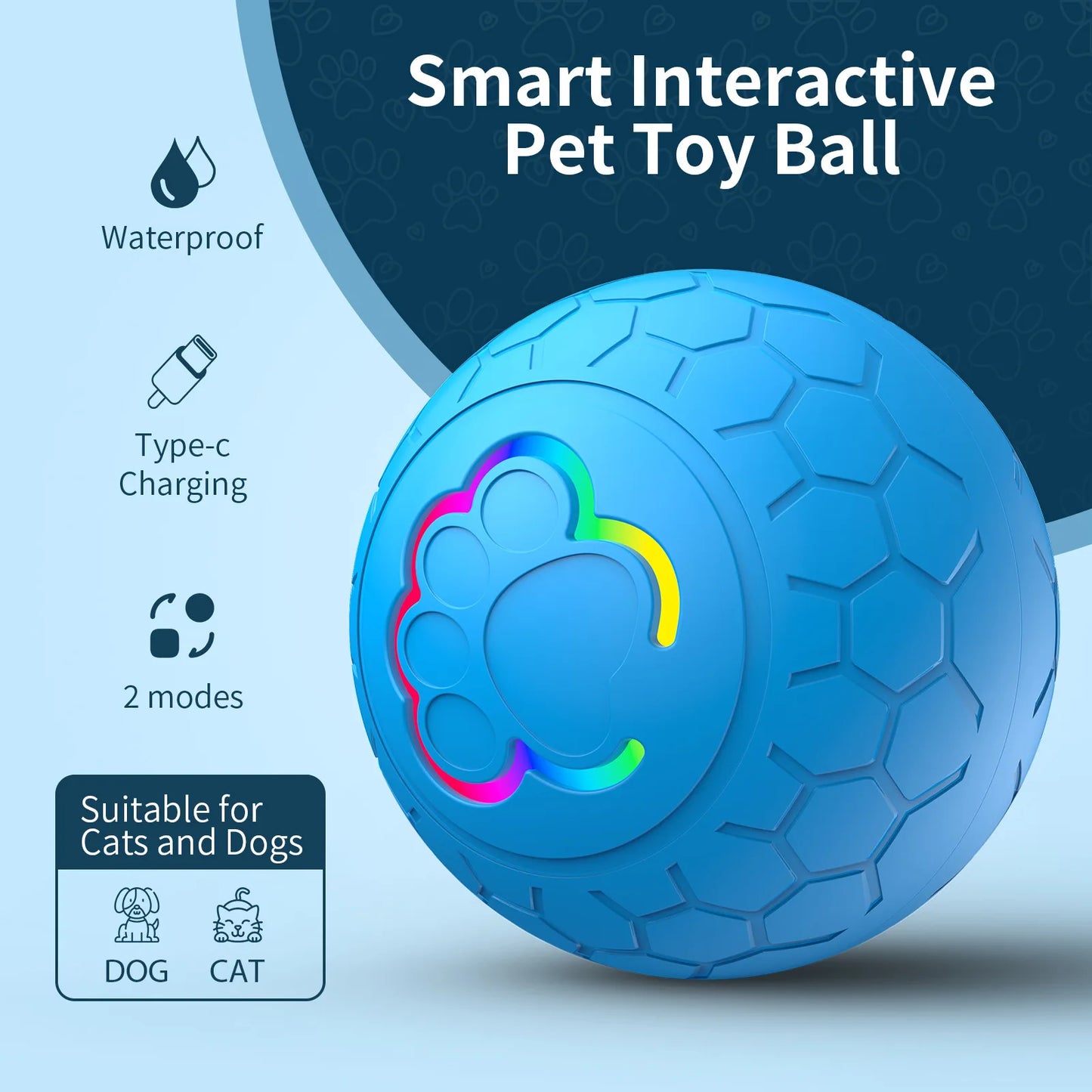Interactive RGB Dog & Cat Toy Ball – USB Auto-Bouncing