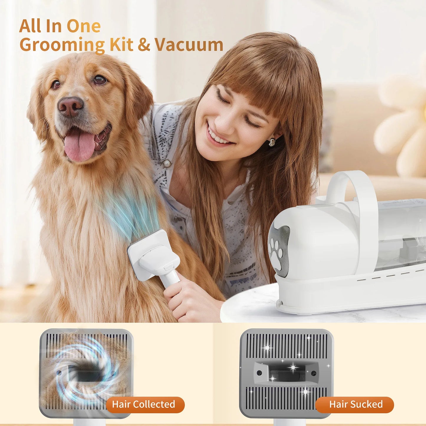 7-in-1 Pet Grooming Vacuum Kit – Hair Trimmer & Suction