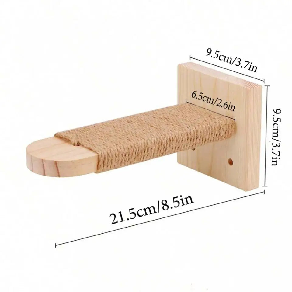 Wooden Cat Tree Tower Cat Climbing Scratching Post Stairs Hammock Hiding House Indoor Playground Cat Walkway Wall Pet Furniture