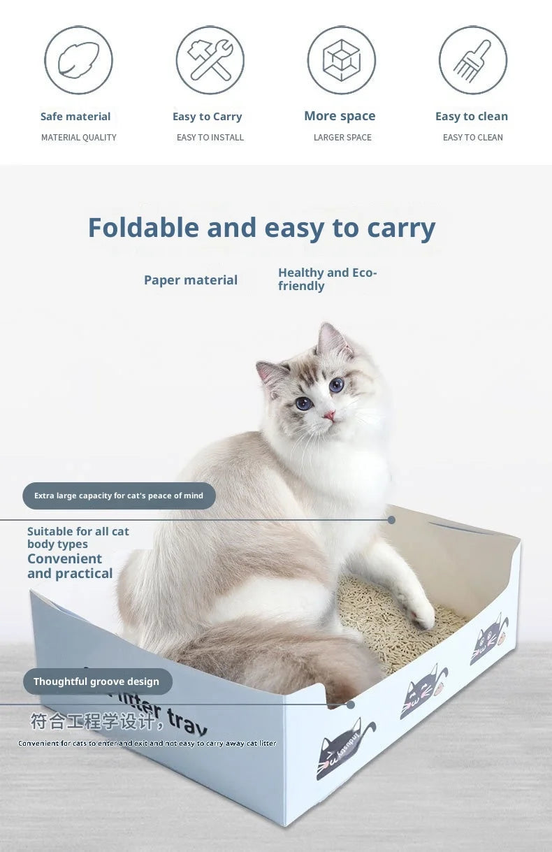 Disposable Cat Litter Box PP Waterproof Box Cat Toilet Special Cat Toilet Oversized Folding Cat Portable Outdoor Temporary Car
