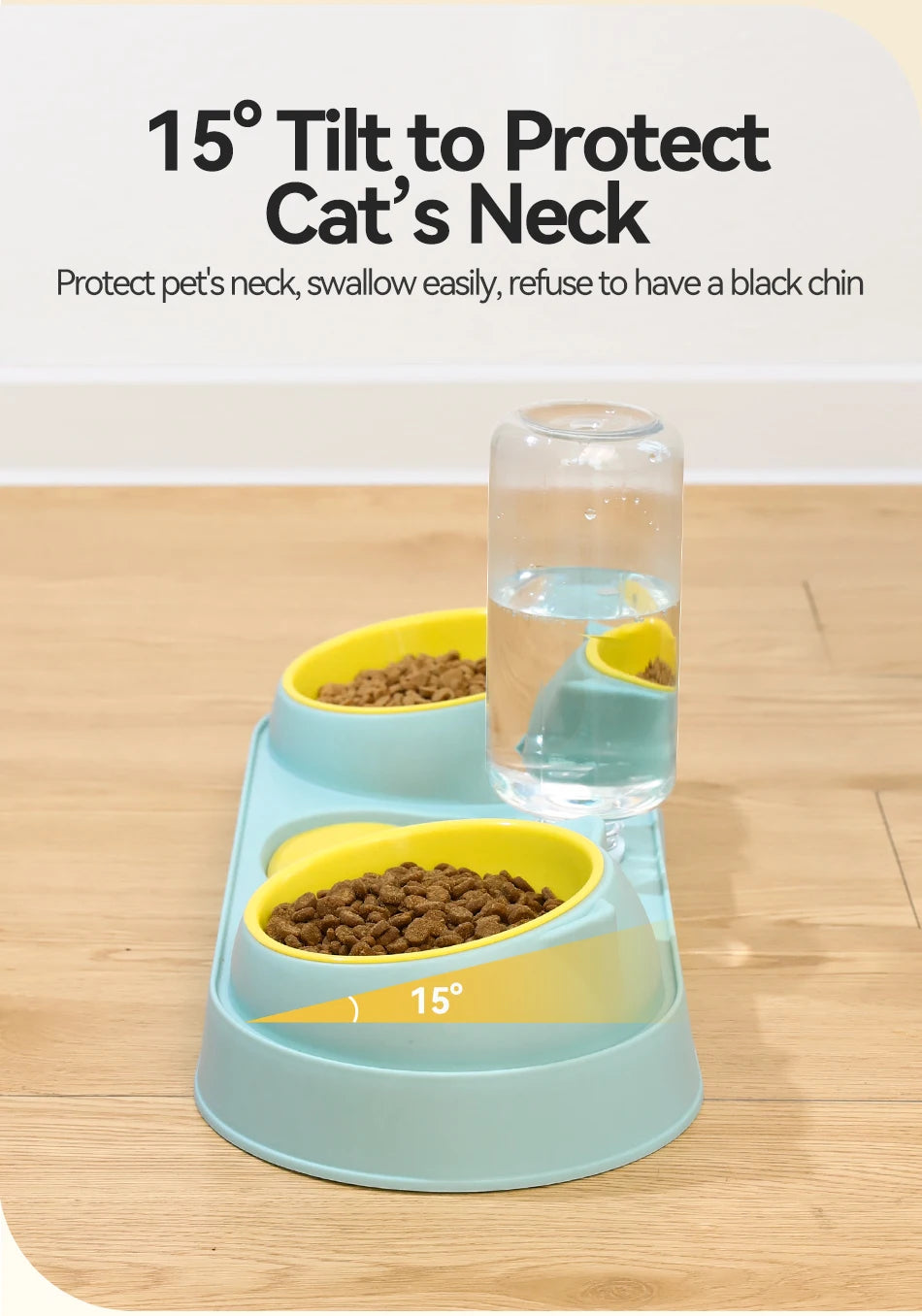ROJECO 3-in-1 Pet Bowl Set – Auto Water Refill, Dual Feeding Bowls, Dry & Wet Separation