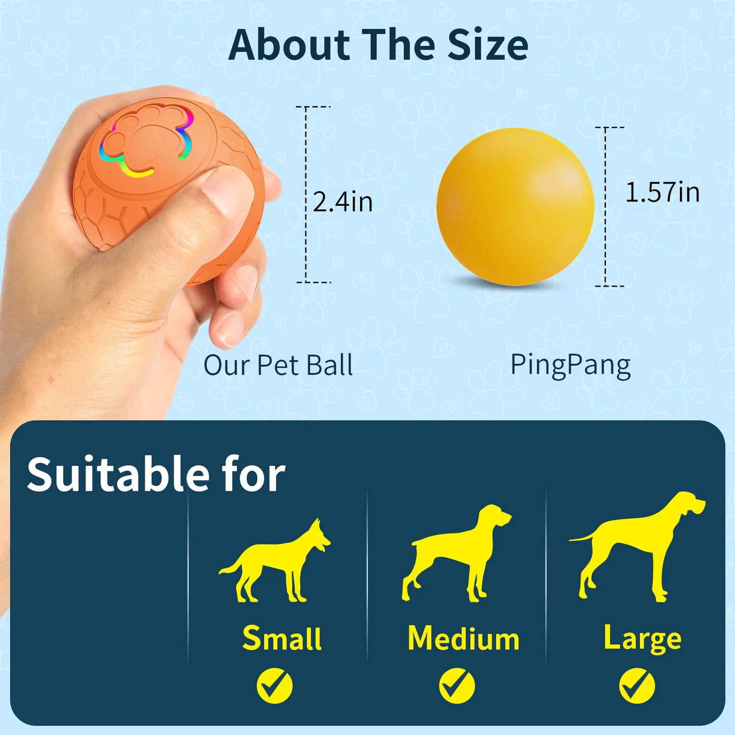 Interactive RGB Dog & Cat Toy Ball – USB Auto-Bouncing
