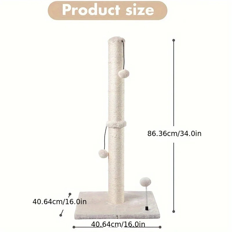 34-Inch Sisal Cat Scratching Post with Hanging Ball
