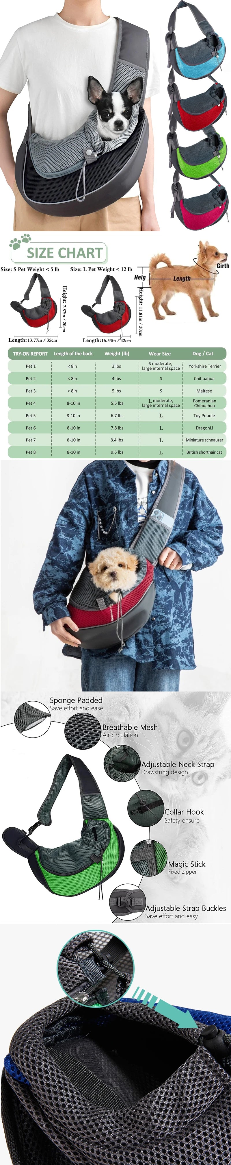 Crossbody Mesh Pet Carrier Sling Bag