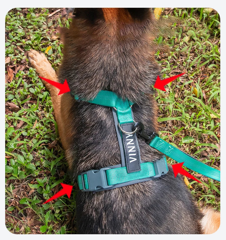 Comfortable Adjustable H-Shaped Large Dog Harness Washable Nylon Nighttime Reflective No Pull Pet Vest Harness Arnés Para Perros