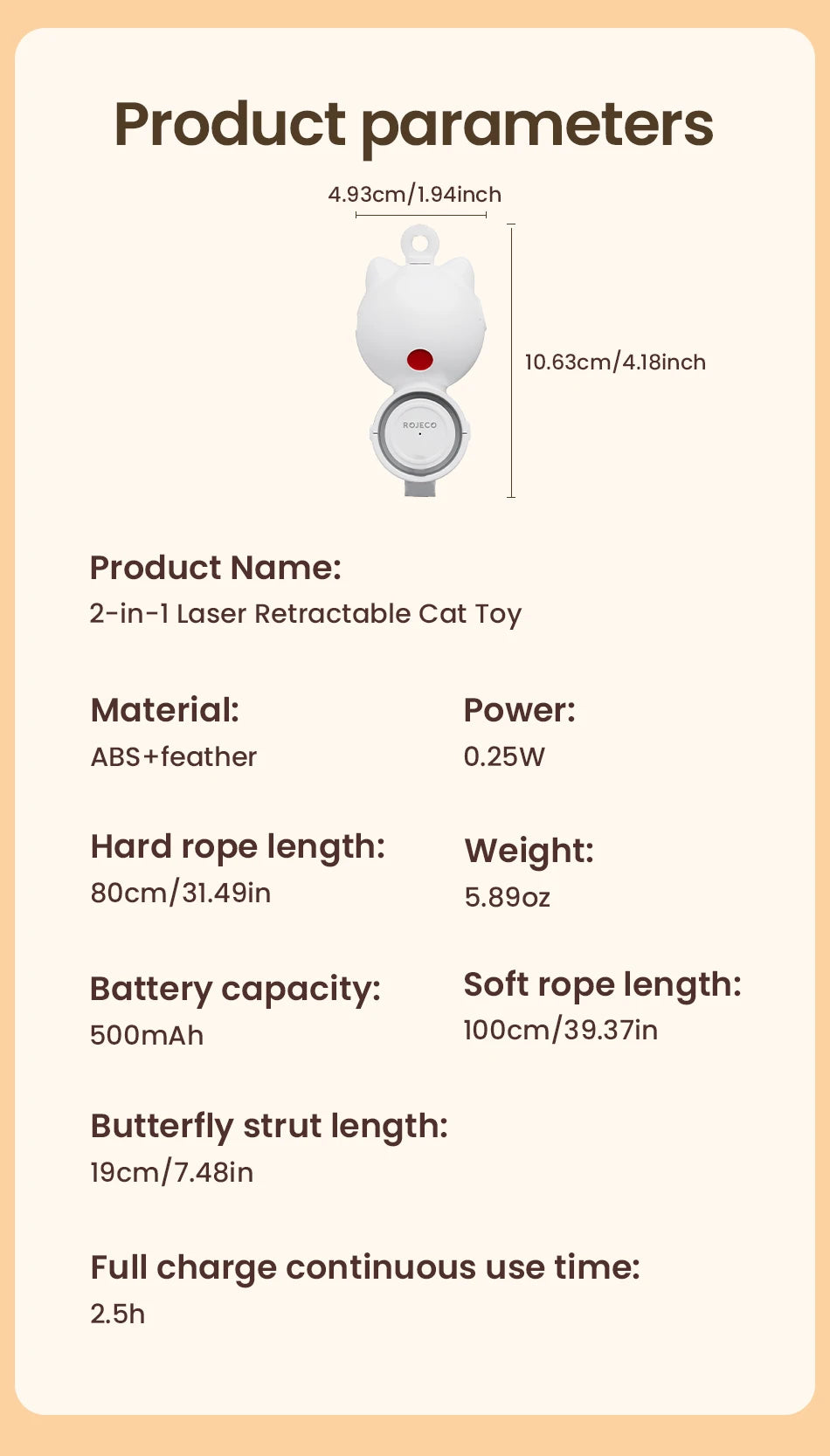 2-in-1 Auto Cat Toy – Laser & Retractable Feather Wand